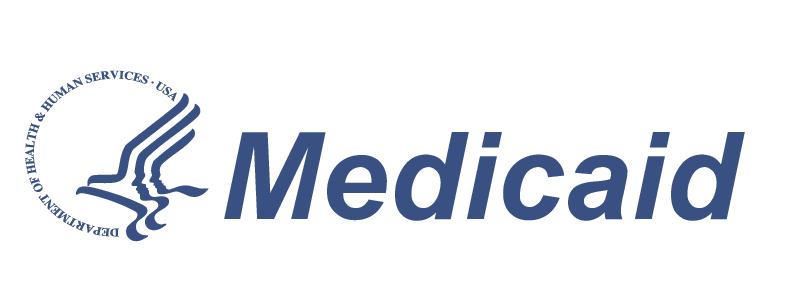 The Medicaid logo, featuring a dark blue stylized eagle emblem and the word