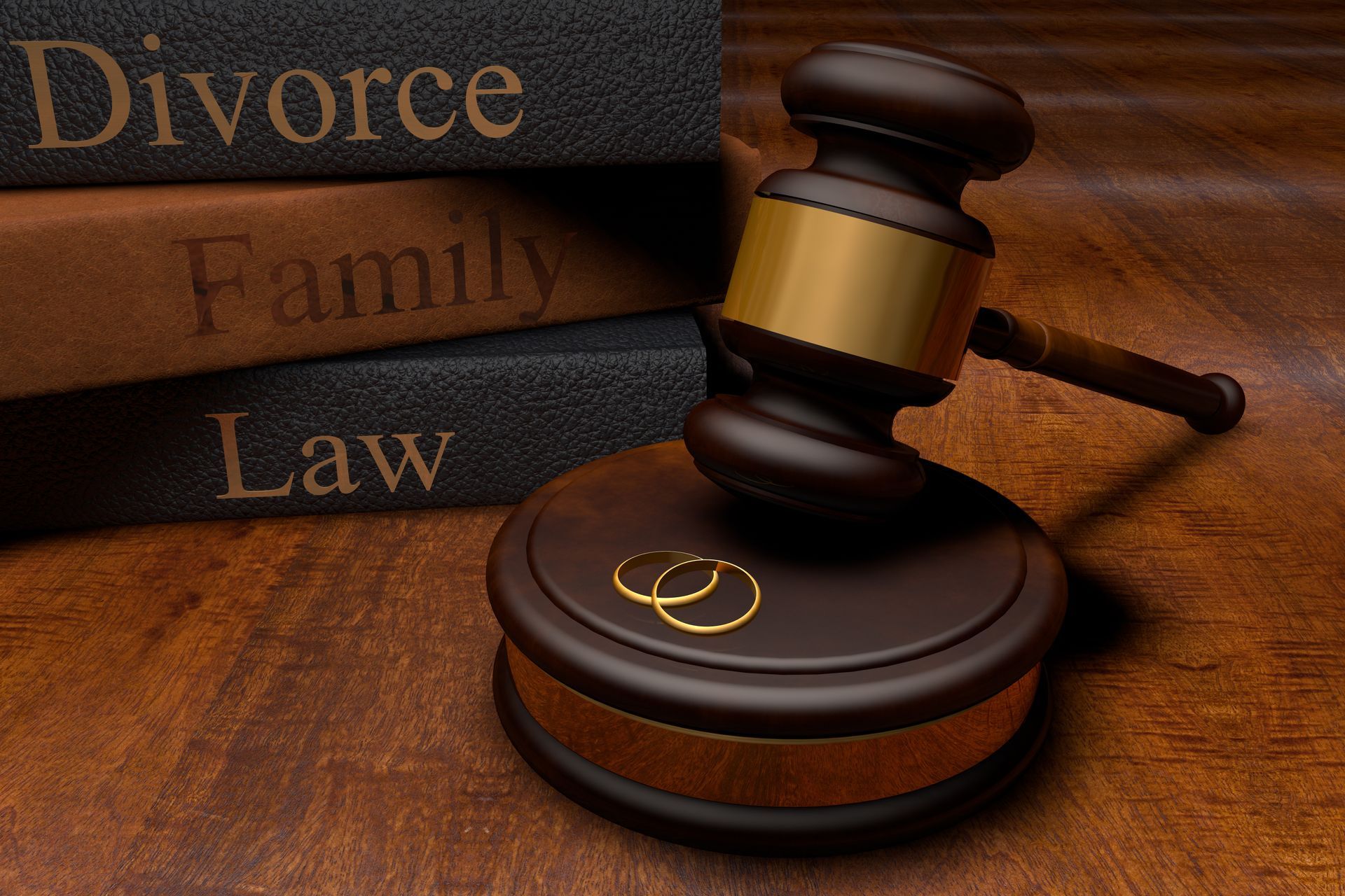 Divorce Law Gavel, Books and Wedding Rings | Lincoln, NE