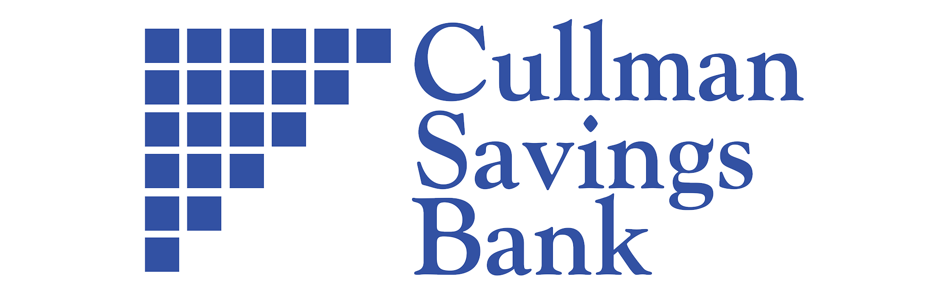 Logo for Cullman Savings Bank with a blue block design and text.