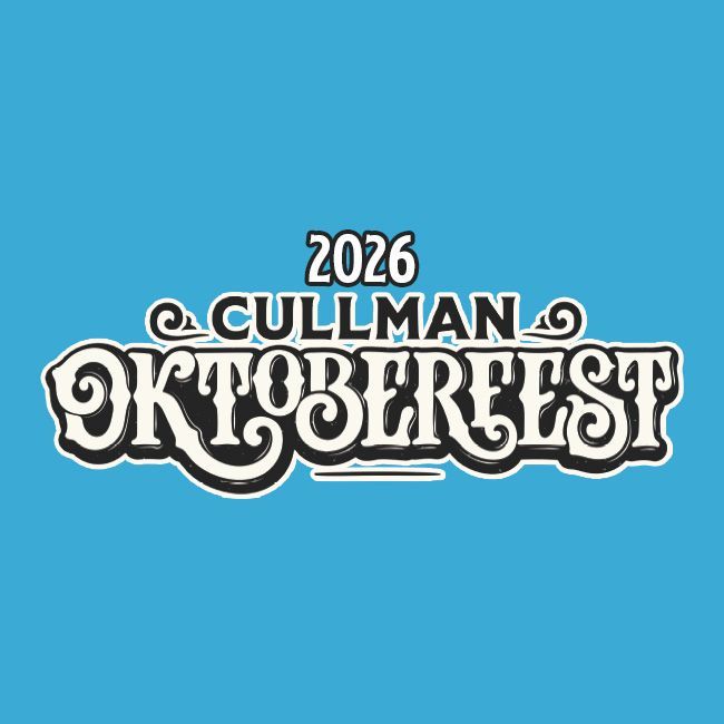 2026 Cullman Oktoberfest logo in black and white on a blue background