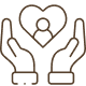 Hands cradling a heart with a person icon inside