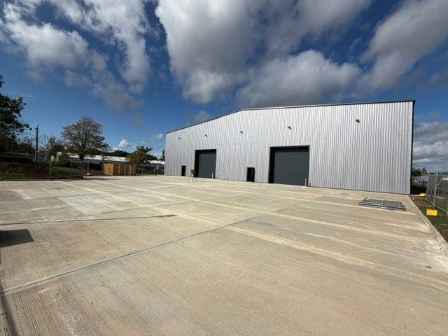 Exterior of newly completed industrial warehouse at Teesside Industrial Estate