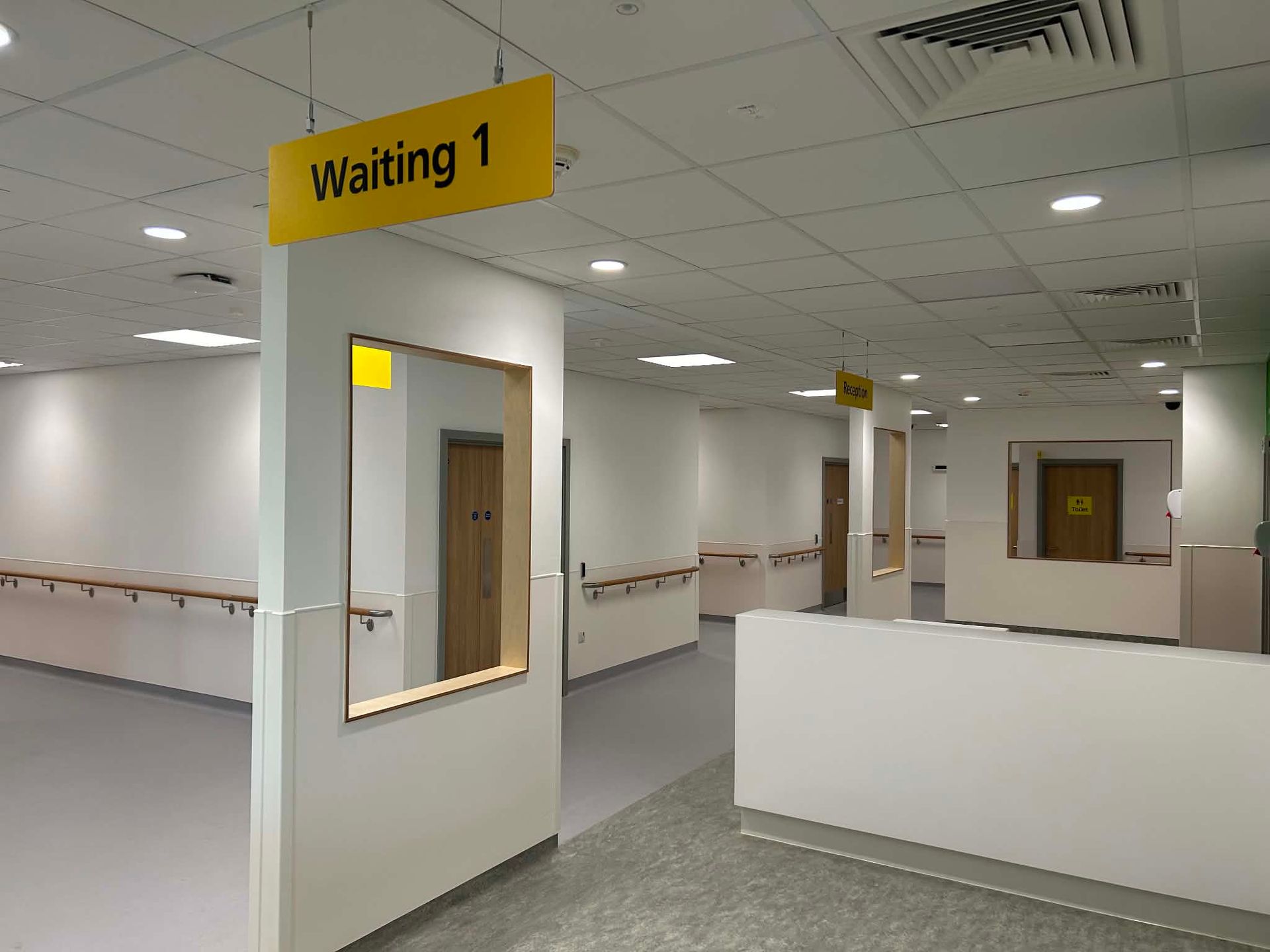 Reception and waiting area following builders clean at Sunderland Eye Infirmary 