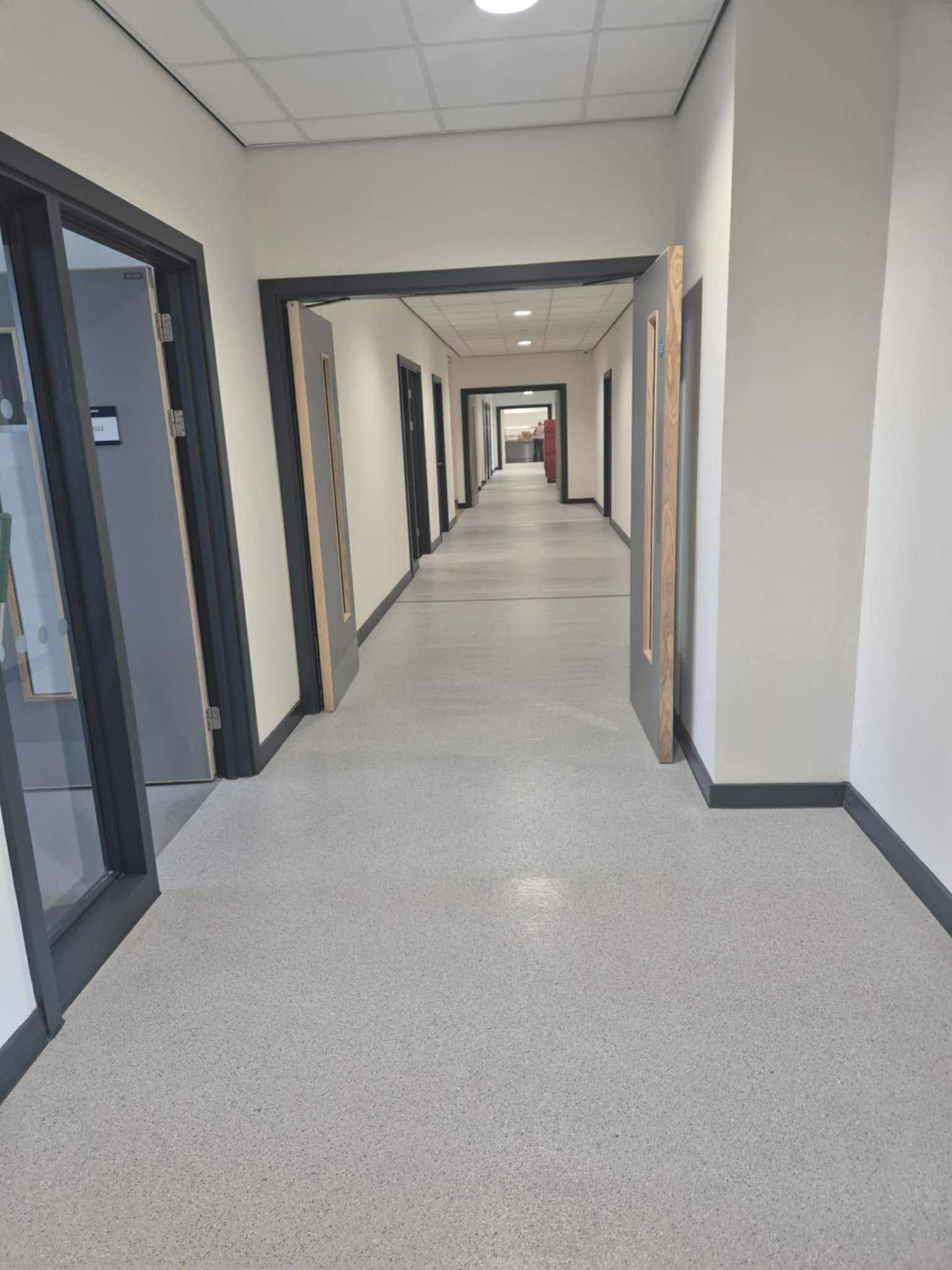 Internal school corridor cleaned and ready for handover