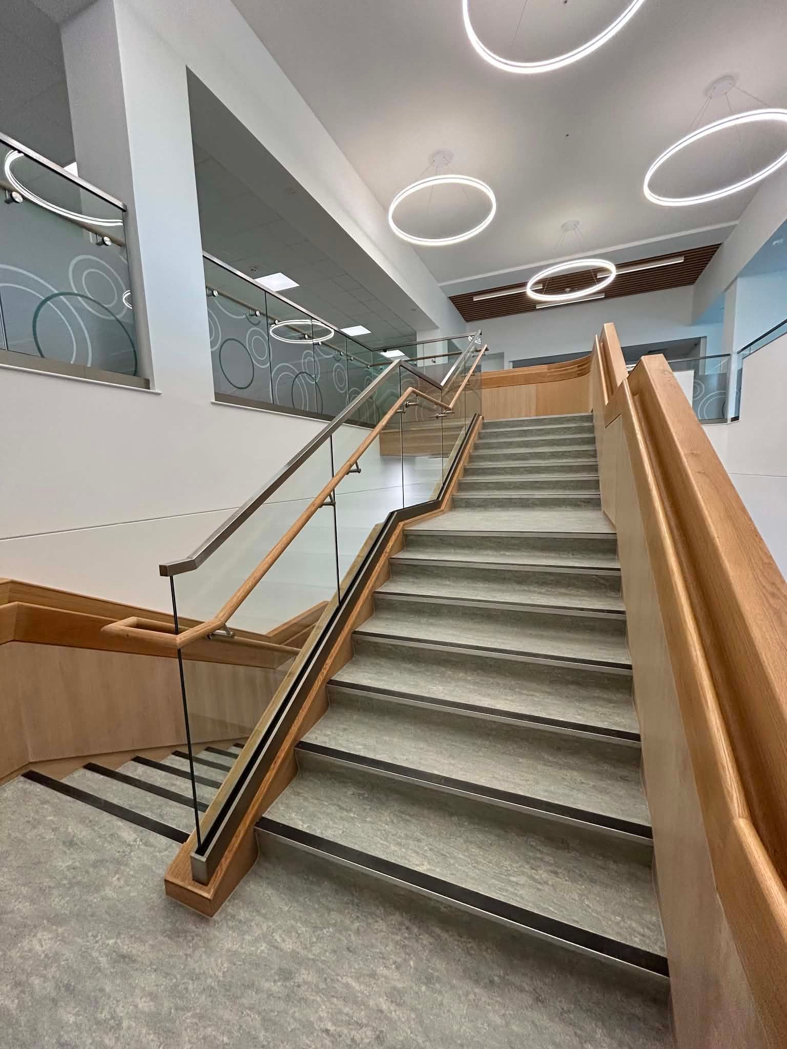Main staircase and upper landing following builders clean at Sunderland Eye Infirmary 