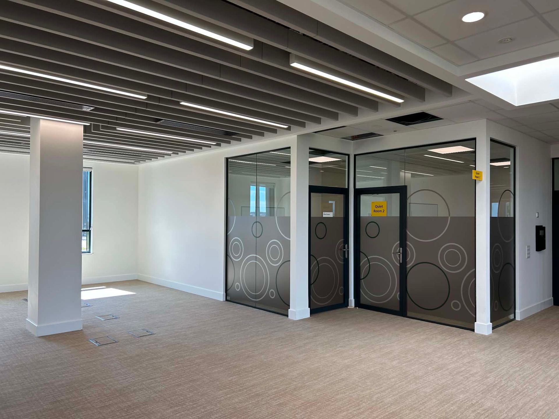 Modern hospital lobby with feature ceiling after sparkle clean
