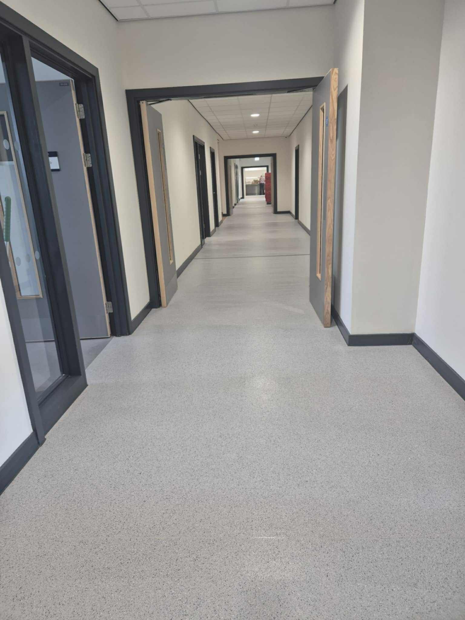 Clean school corridor at Callerton Academy following construction handover