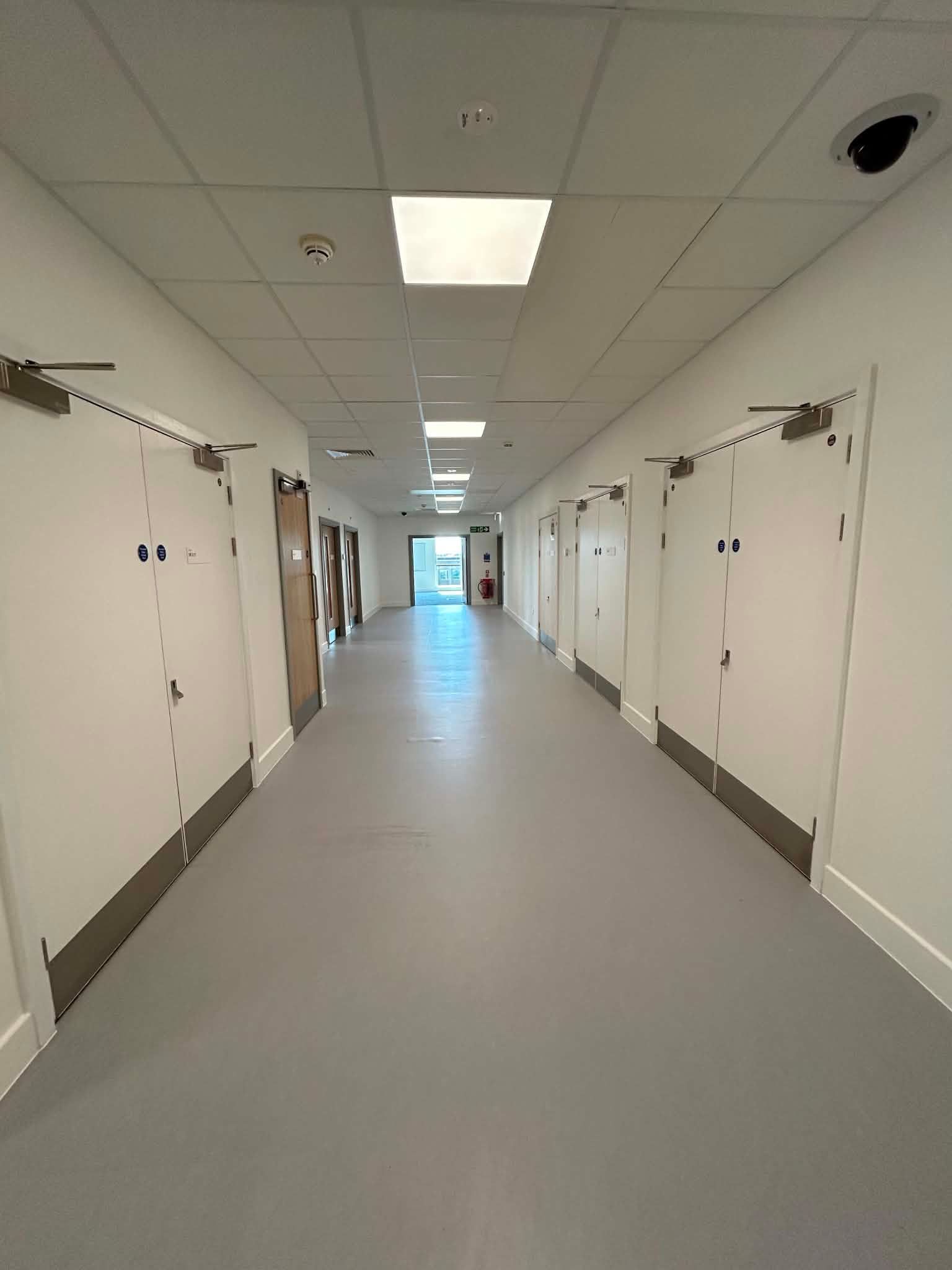 Newly cleaned clinical corridor at Sunderland Eye Infirmary 