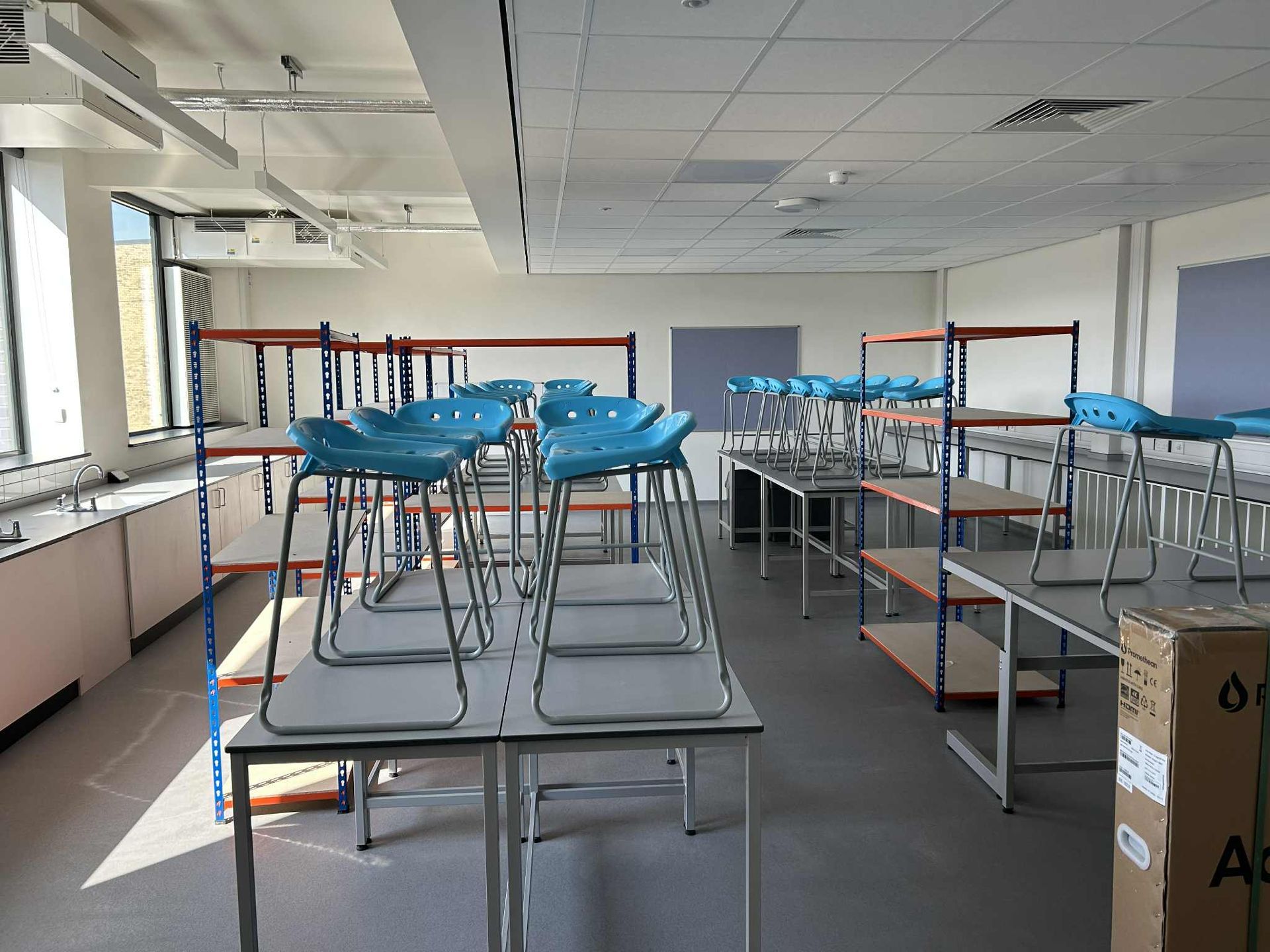 School classroom ready for opening after construction cleaning