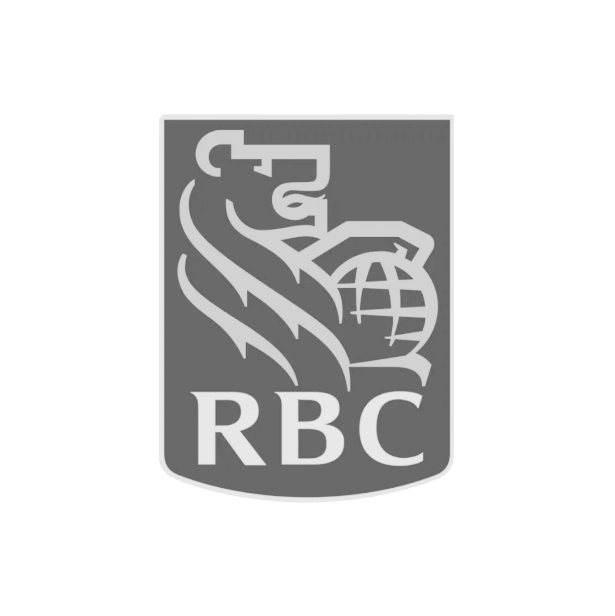 RBC logo with a stylized lion above the letters RBC on a gray shield