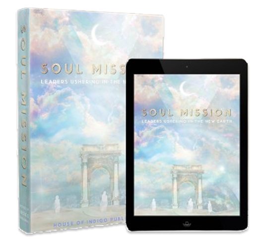 Pastel book and tablet cover for “Soul Mission” with an archway illustration