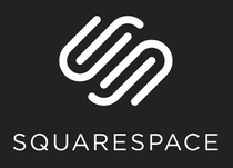 A black and white logo for squarespace on a black background