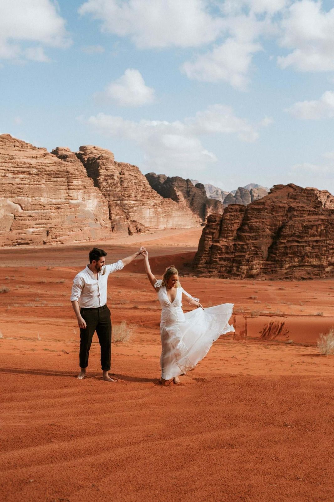 Romantic wedding ceremony in the stunning desert of Wadi Rum, Jordan
