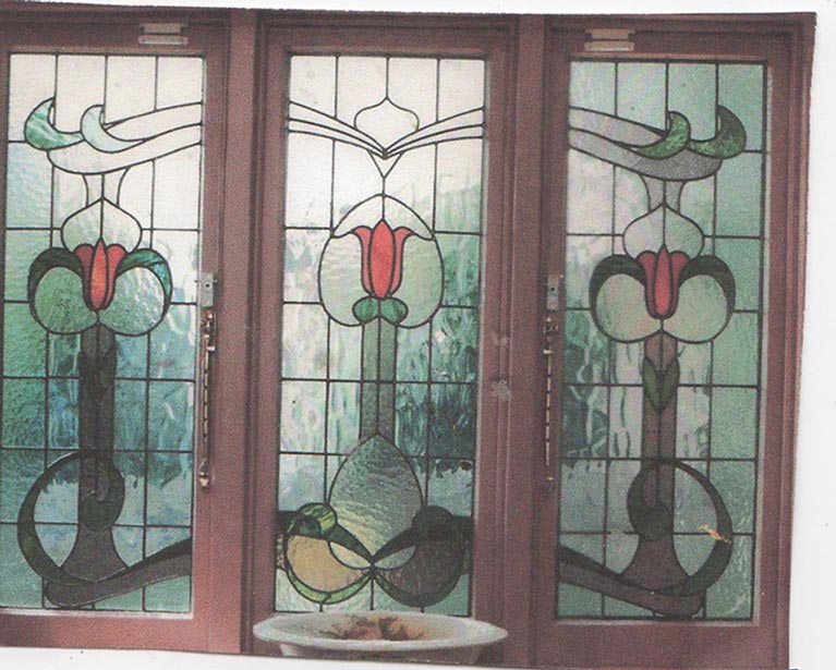 Old Stained Glass Door with Wood Frame — Sydney, NSW — Edwards Leadlights