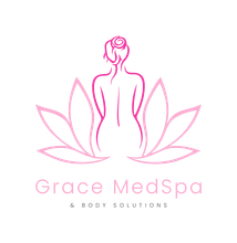 Pink Grace MedSpa logo with a seated lotus and stylized woman silhouette
