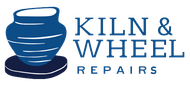 A kiln and wheel repair logo with a blue cup on a plate.