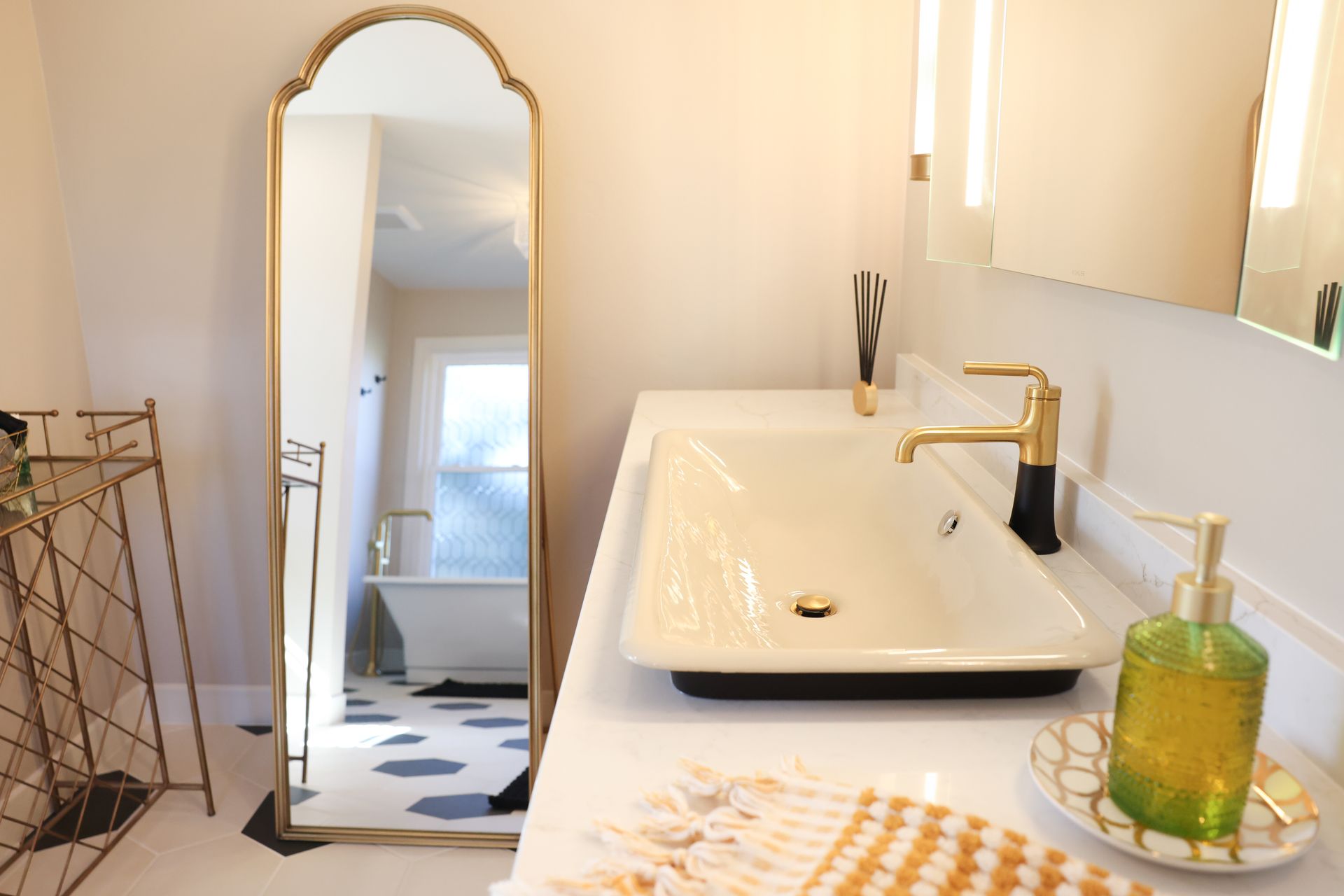 Honeymoon bathroom sink and mirror