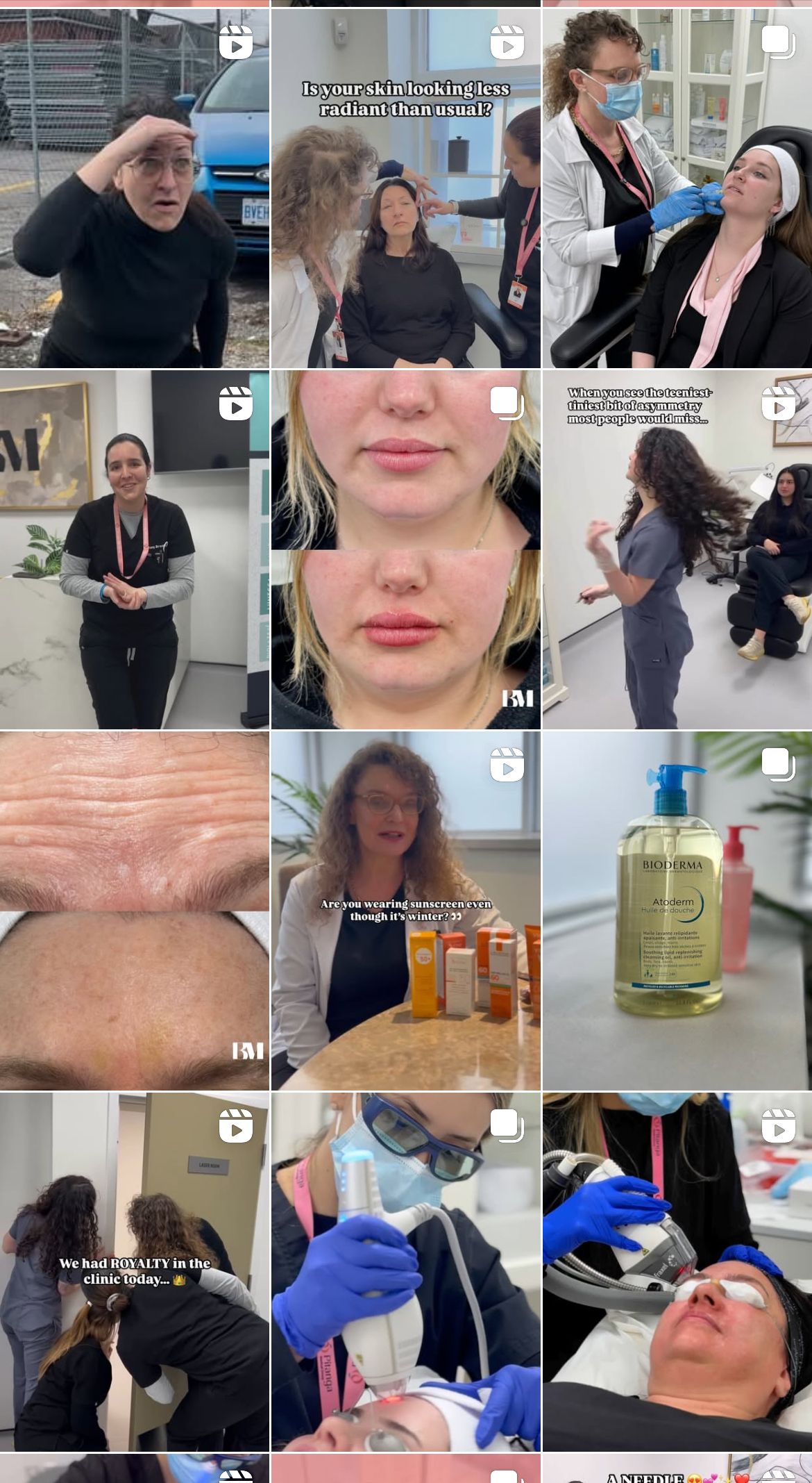 A collage of photos of people in a beauty salon.