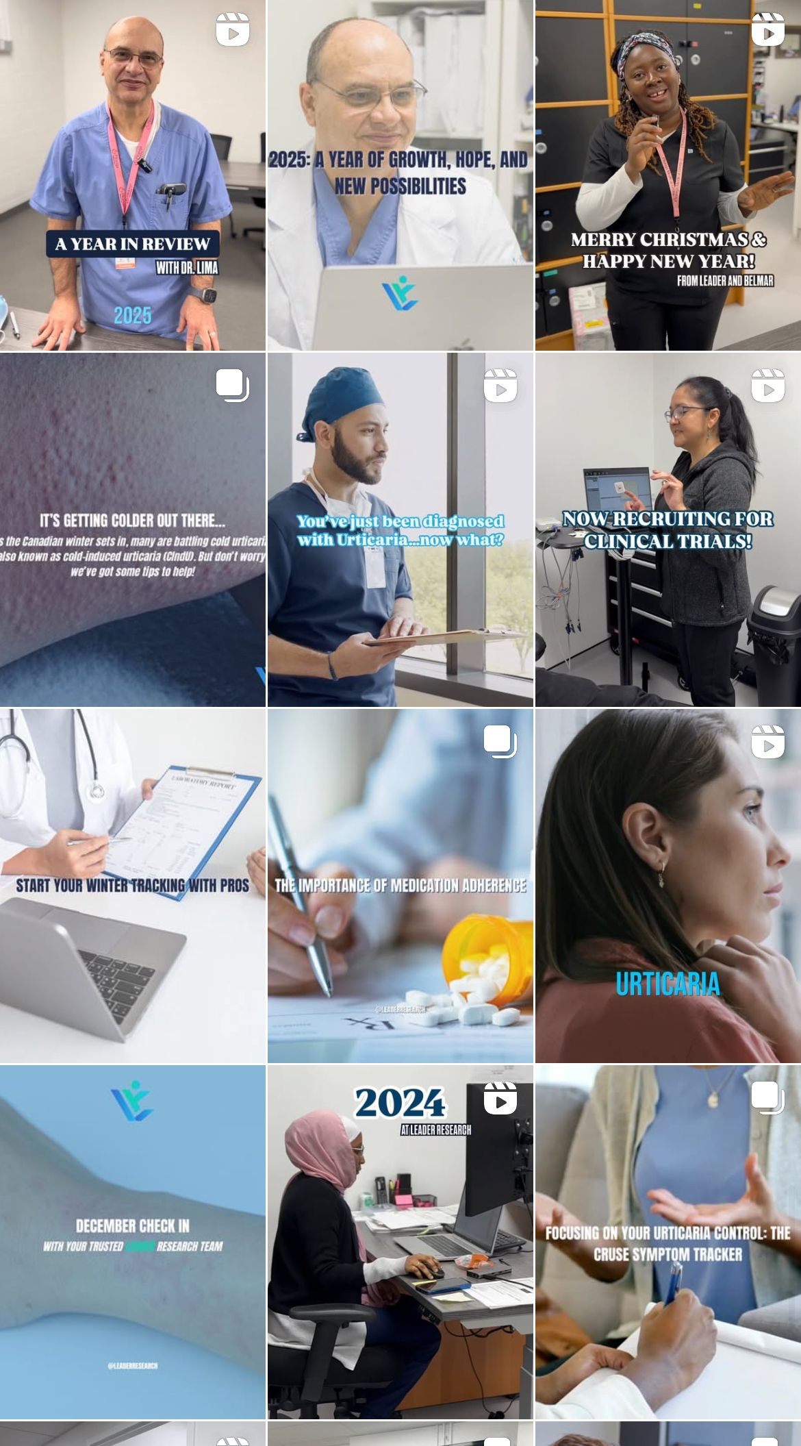 A collage of pictures of people in a hospital.