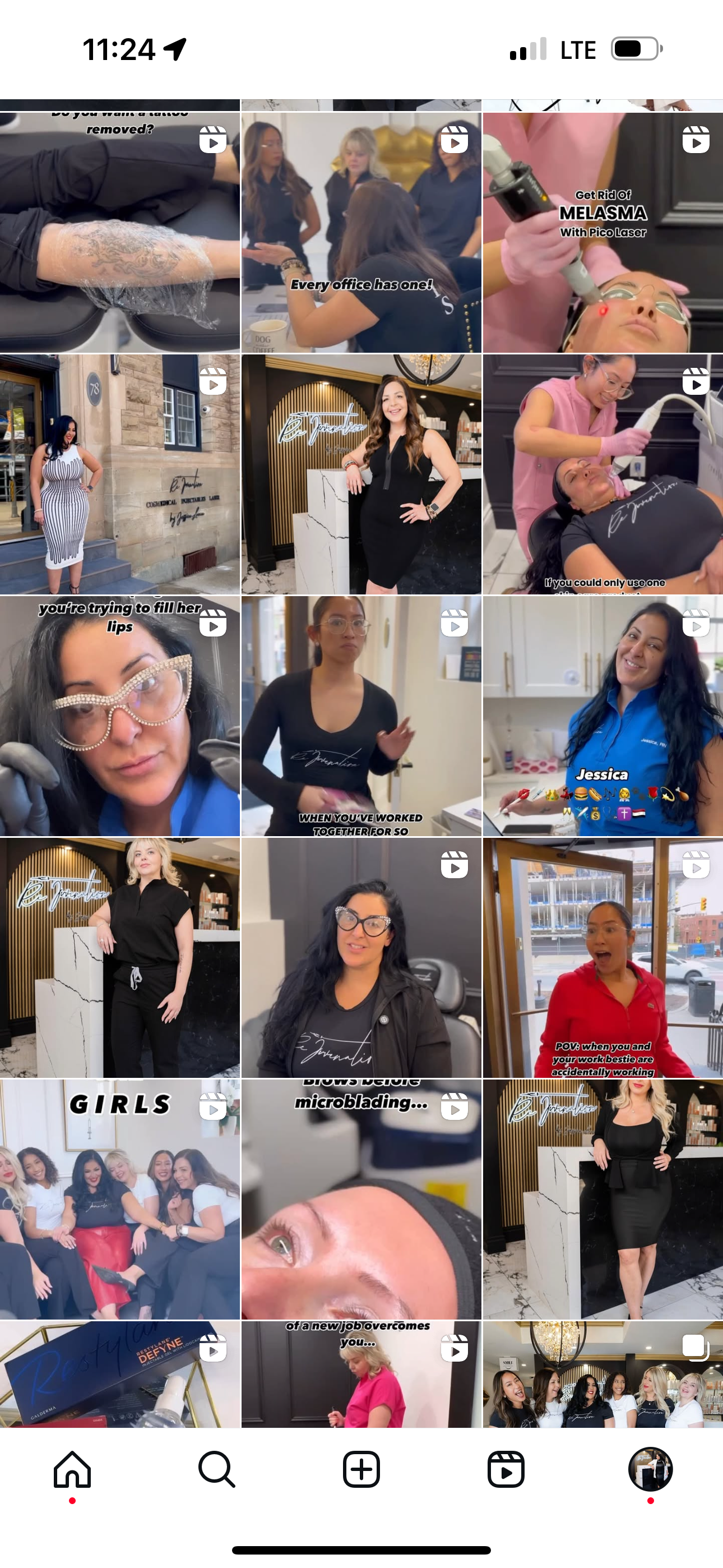 A collage of photos of women getting their hair done in a salon.