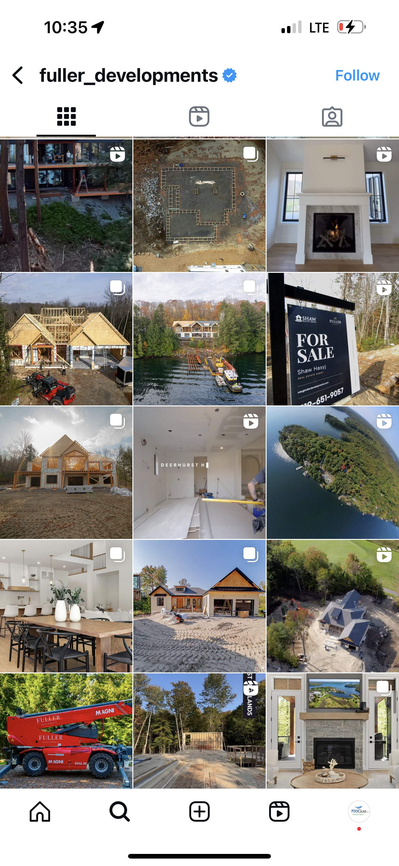 A collage of pictures of houses and buildings on a cell phone.