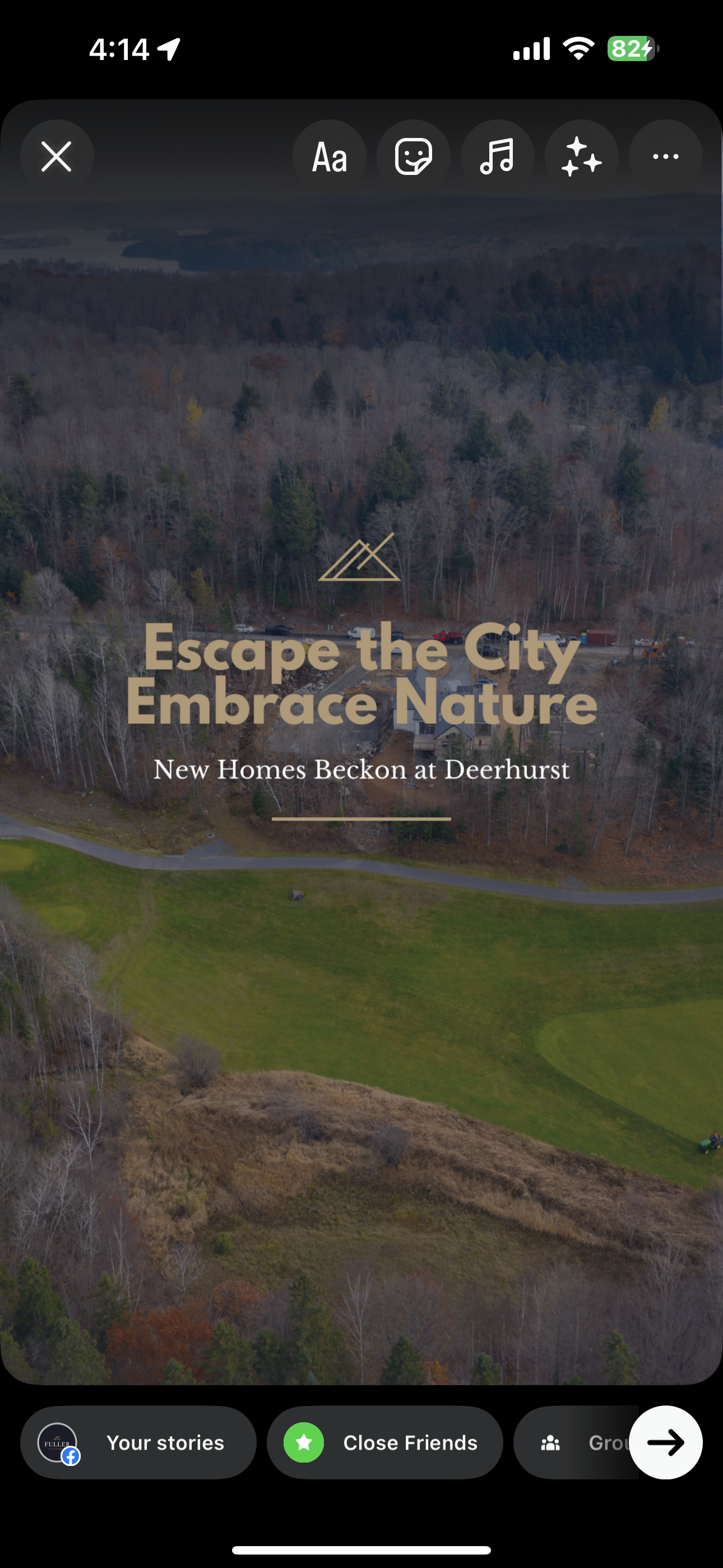 A phone screen shows a picture of a golf course and the words `` escape the city embrace nature ''.