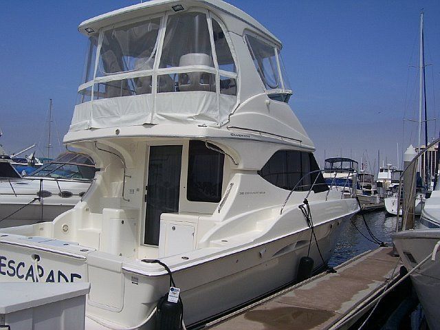 White motor yacht after professional cleaning and polishing