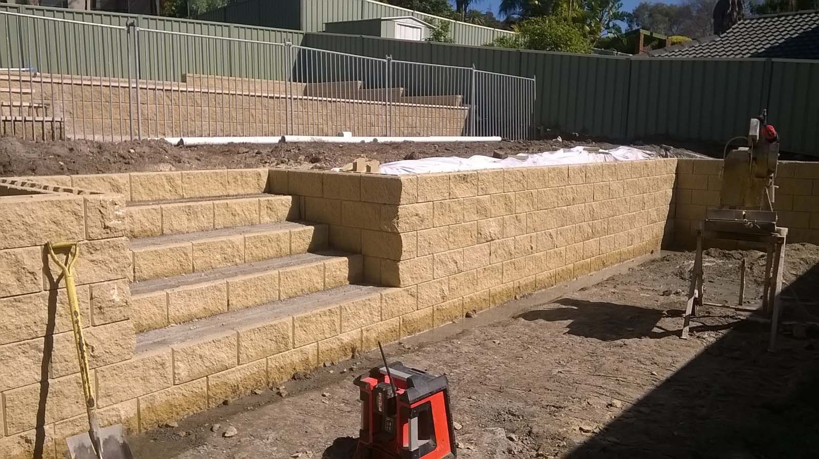 stairs and retaining wall