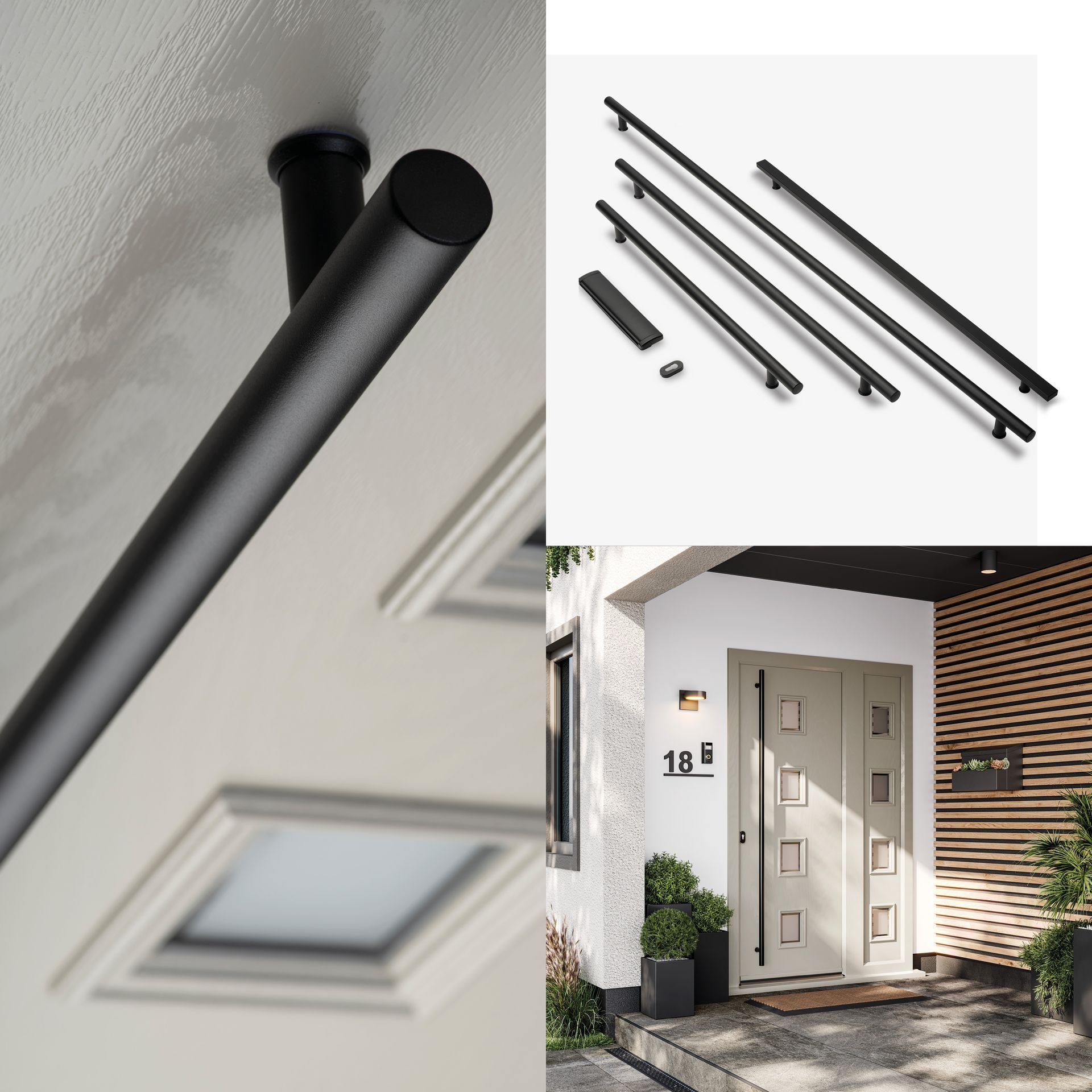 Bar handle options for a composite door.