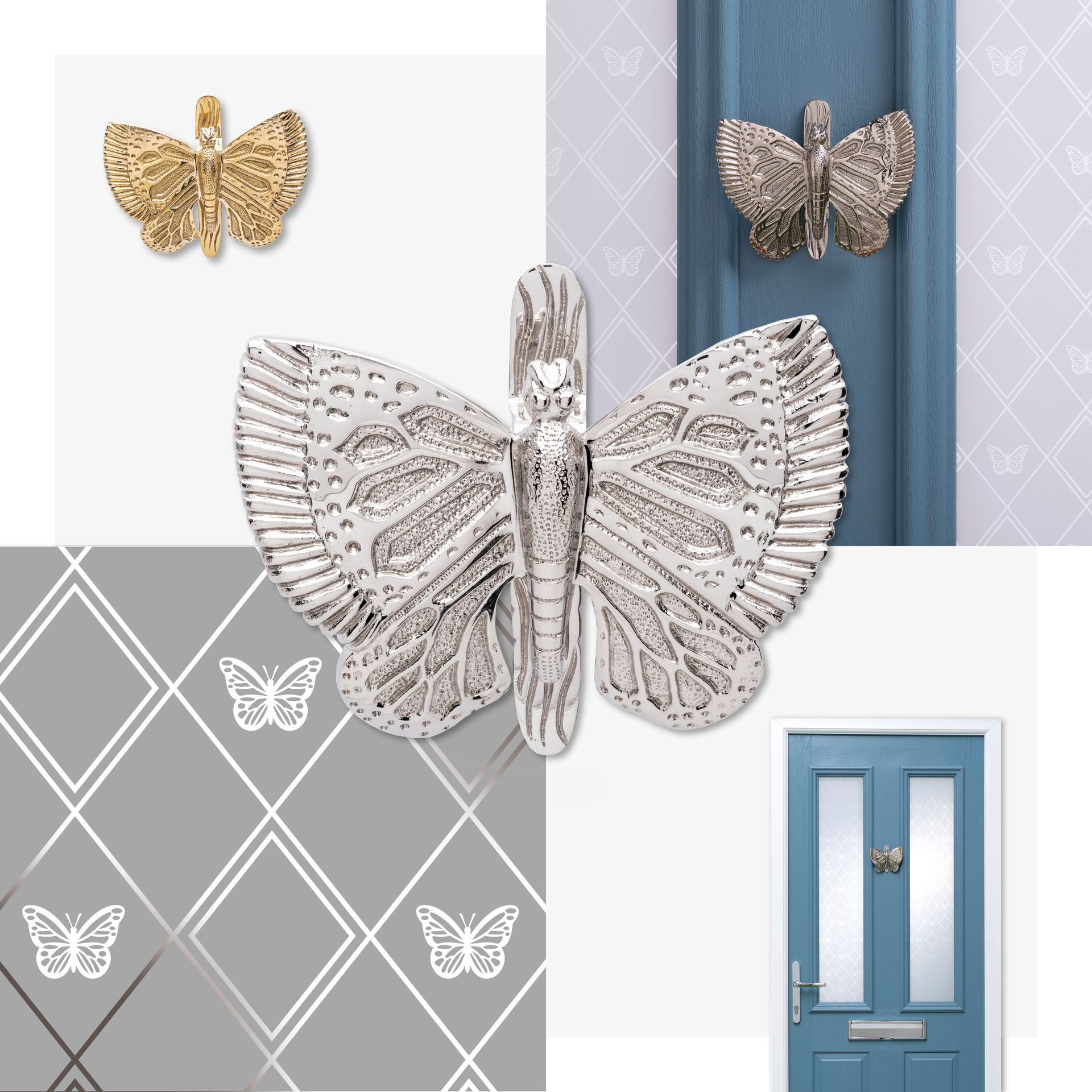Butterfly knockers available for composite doors.