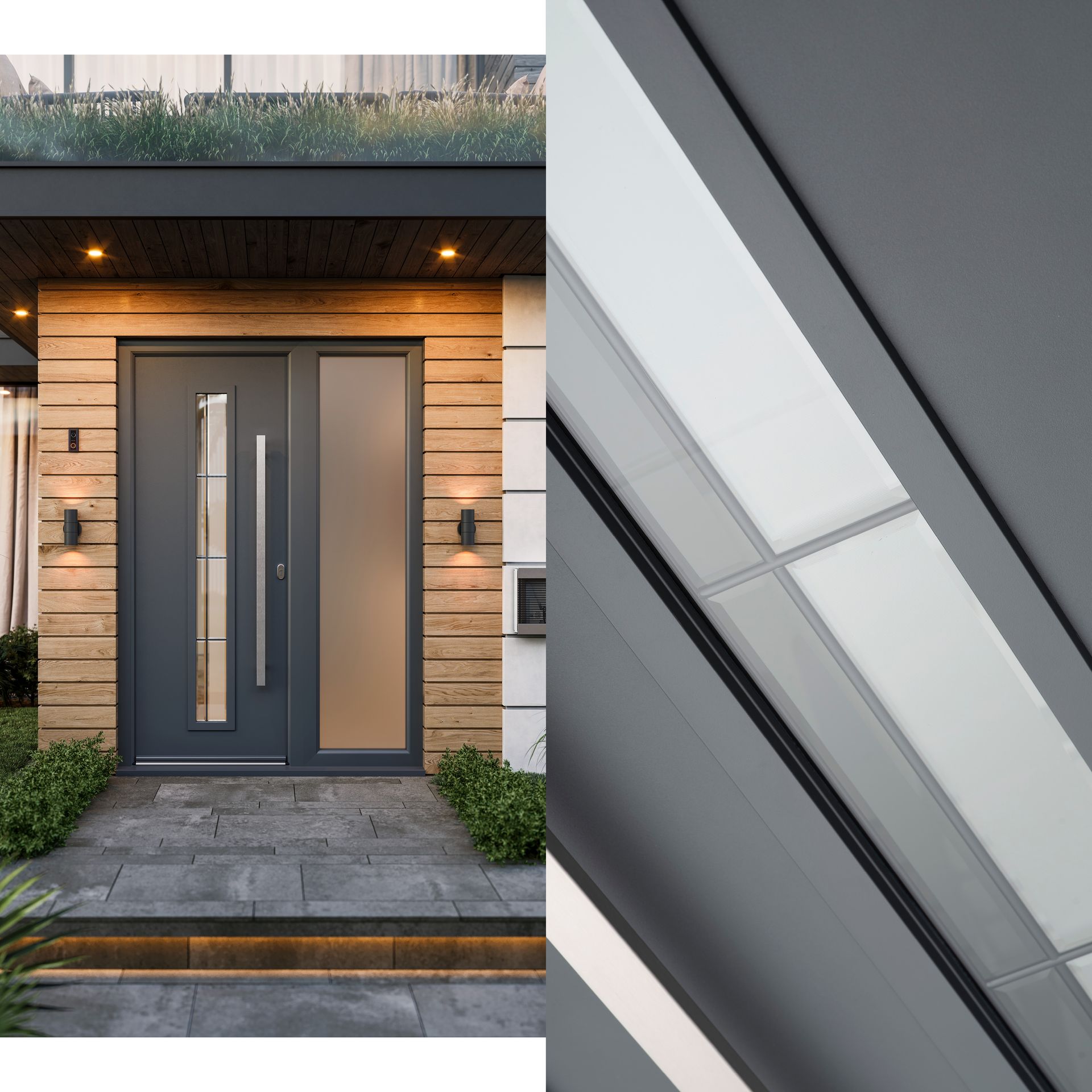 Modern glass options for composite doors.