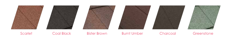 Roof Tile colour examples for a Warm Roof.