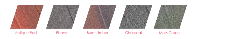 Roof Tile colour examples for a Warm Roof.