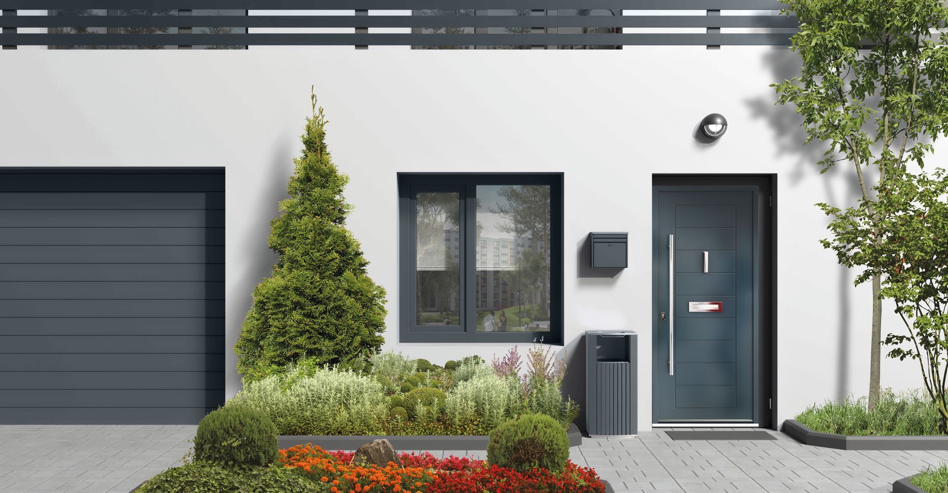 Showing an external view of how an Aluminium Composite Door can look.