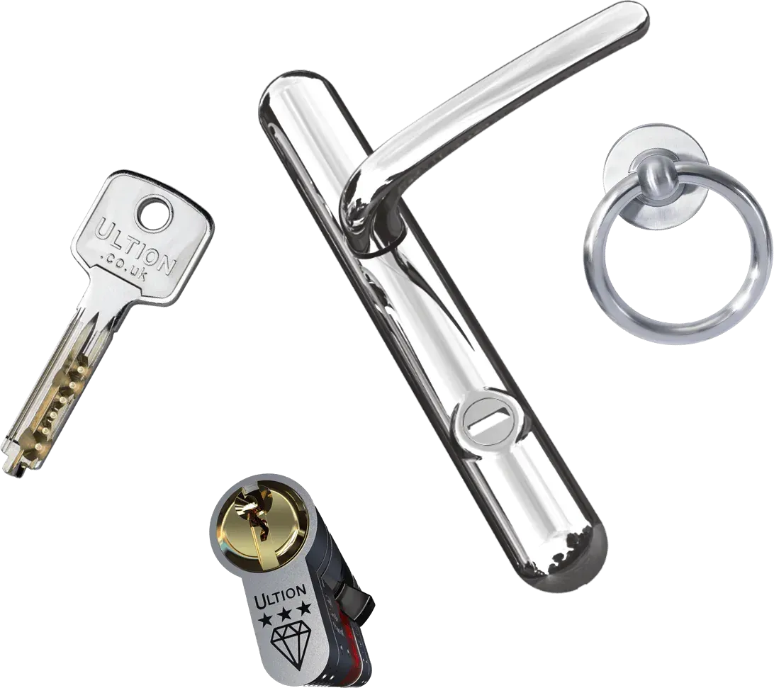 Showing hardware options for a composite door.