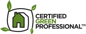 Certified Green Professional logo with a house icon and green leaves