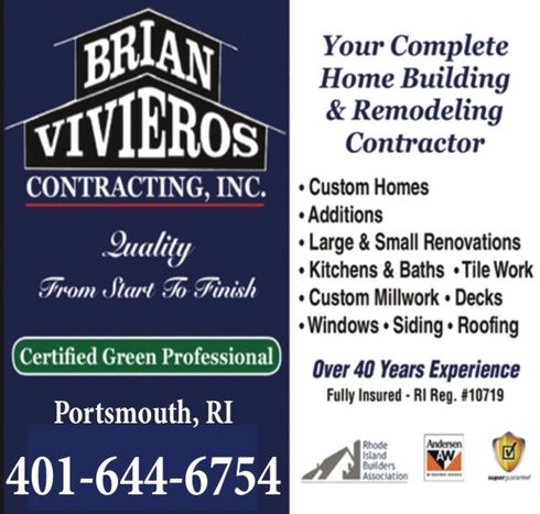 Brian Viveiros Contracting, Inc. home building and remodeling ad with Portsmouth, RI phone number