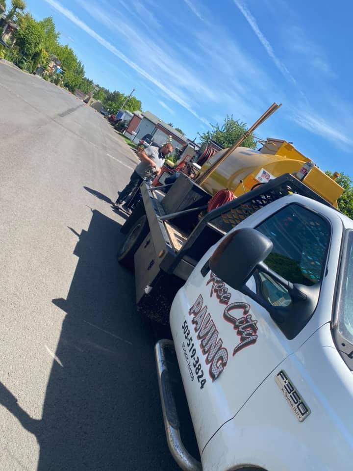 White work truck with 