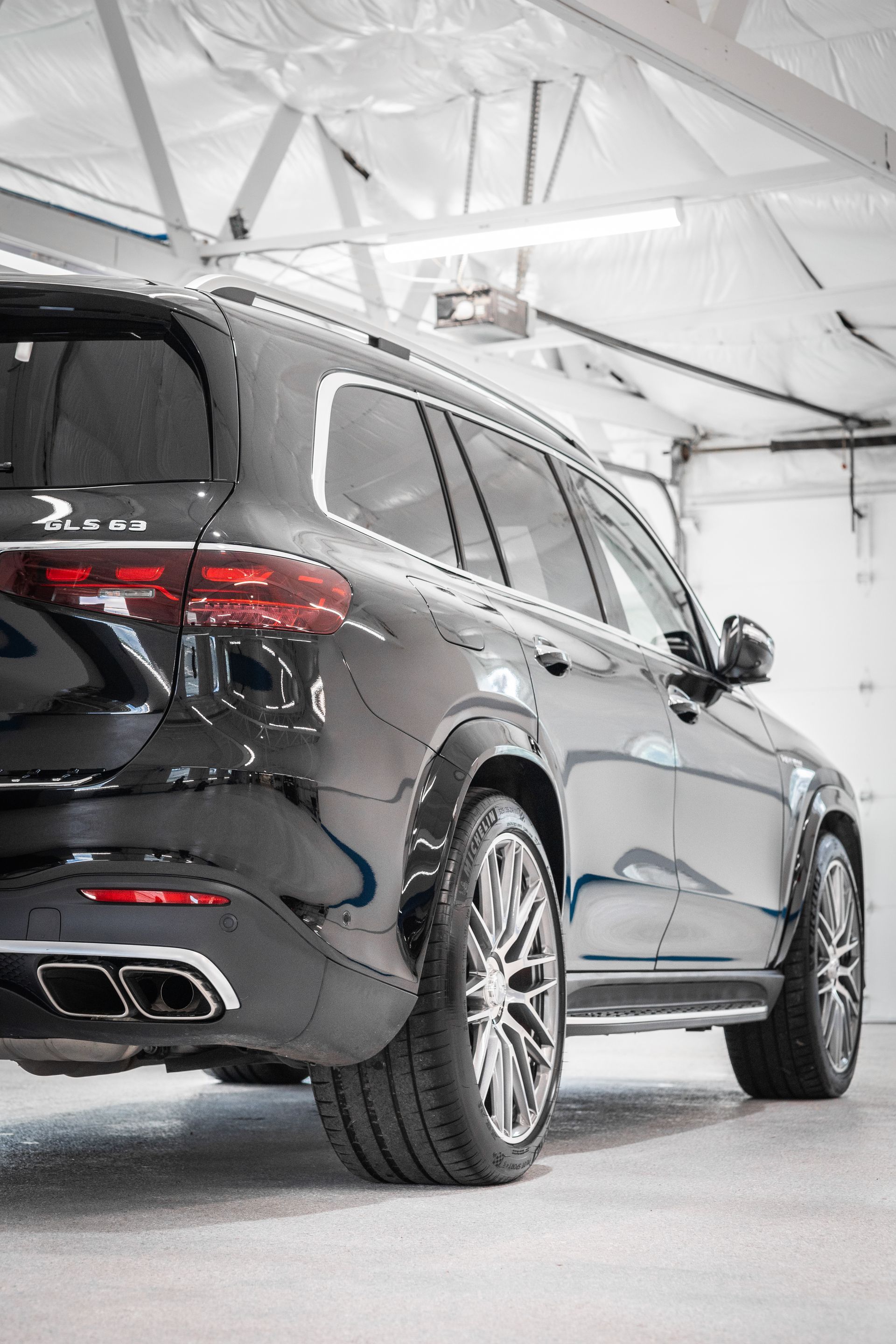 Freshly detailed black Mercedes GLS 63 AMG SUV at Integrity Auto Detail, St. Louis