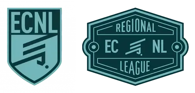 Two logos for the ecnl and regional league are shown on a white background.