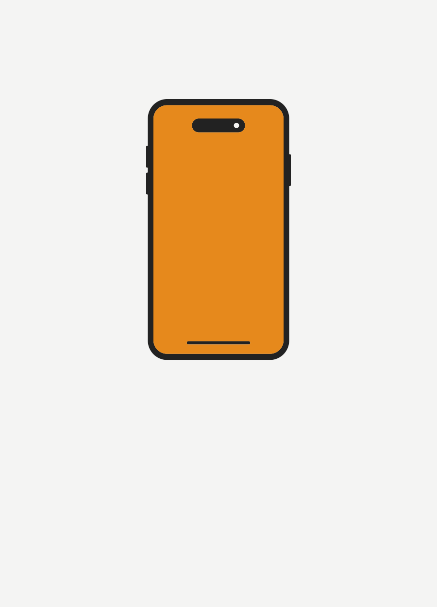 Orange smartphone icon on a white background