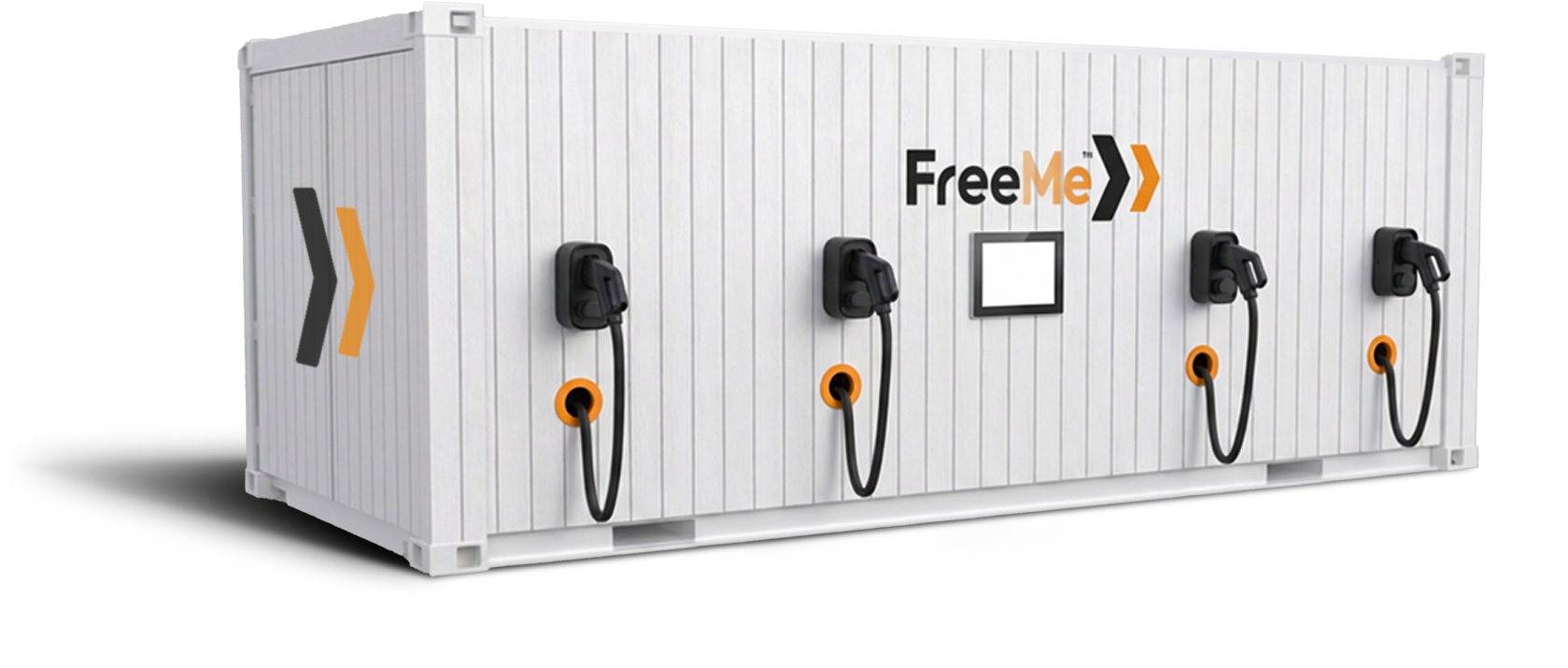 FreeME modular EV charging container with four EV charging stations