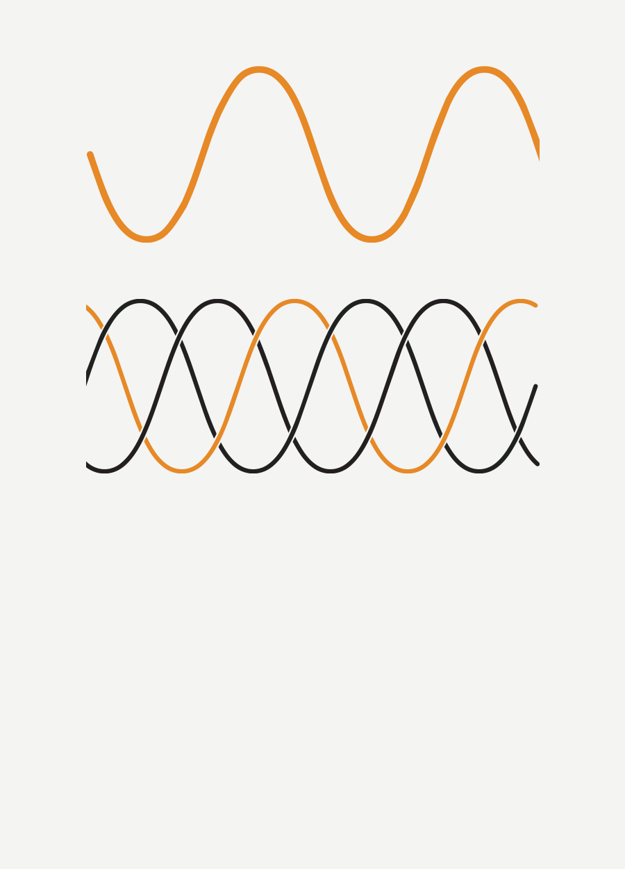 Orange and black wavy lines on a white background