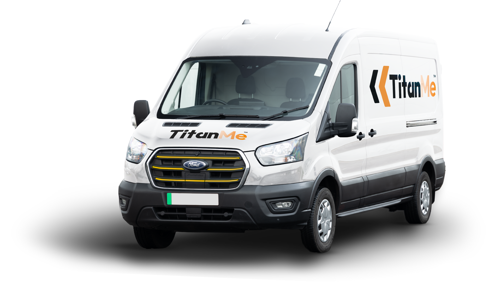 White delivery van with “Titan” logo on a plain white background