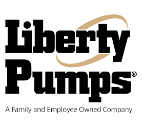 Liberty Pumps logo in black with gold swoosh and tagline “A Family and Employee Owned Company”