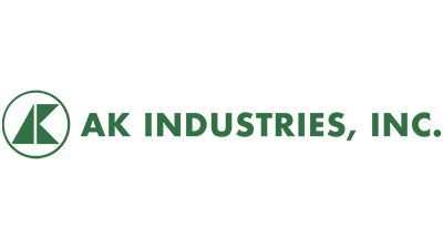 AK Industries, Inc. logo in green text with a green circular emblem