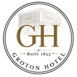 Groton Hotel logo with gold GH monogram, “Built 1853,” and circular hotel name text