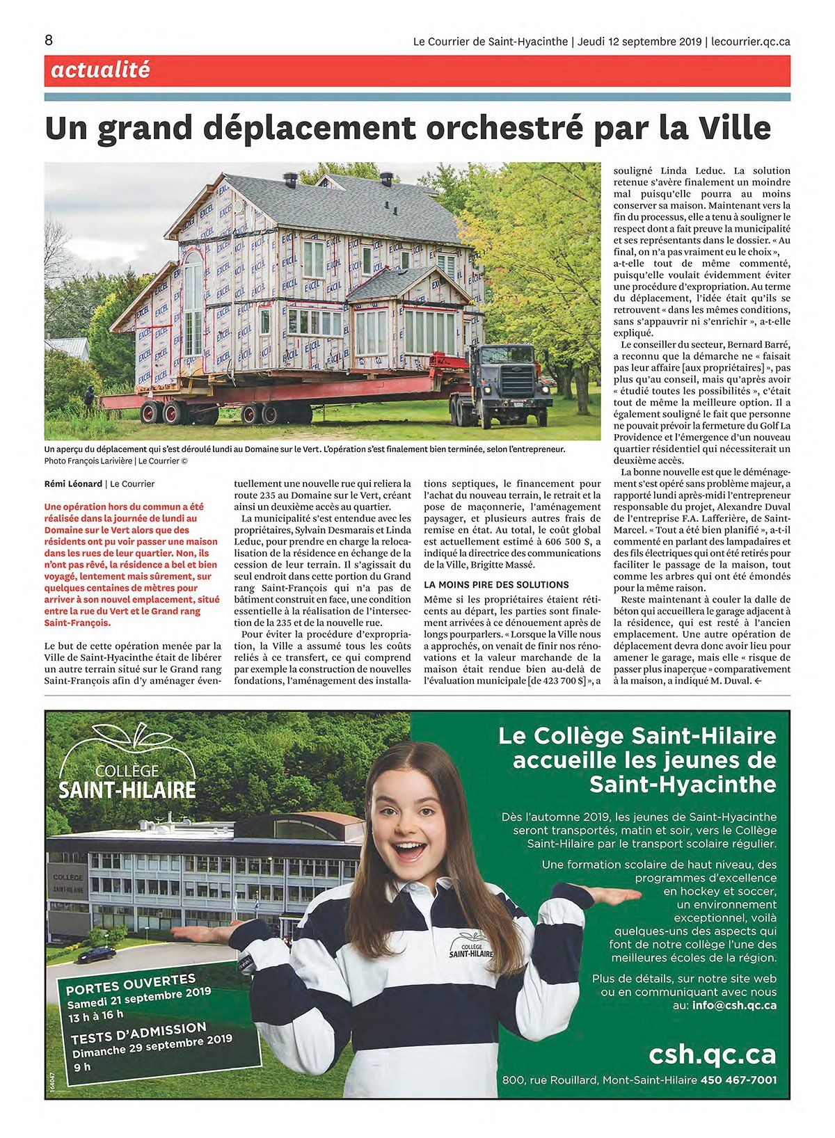 Le Courrier de Saint-Hyacinthe article  Transport Laferrière