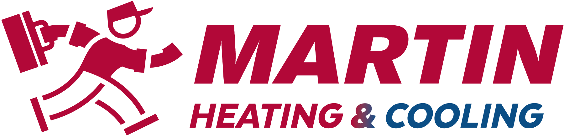 Martin HVAC Logo The logo for martin heating and cooling shows a man carrying a box.