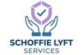 Schoffie Lyft Services logo with blue hands supporting a purple shield and checkmark